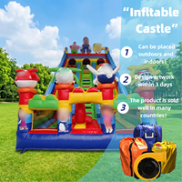 Parc gonflable à thème de dessin animé commercial, château gonflable avec toboggan pour enfants