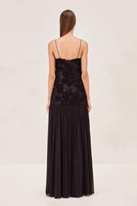 Abito Lungo in Stile Francese con Motivi Floreali Freschi e Dolci, Patchwork per Eventi Formali, Abito Etereo con Collo all'Americana - Product Image 5