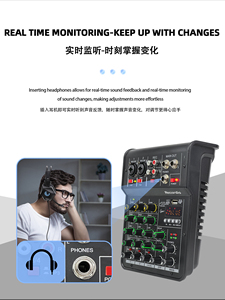 Mezclador <span class=keywords><strong>de</strong></span> Audio USB multifuncional, consola mezcladora profesional, <span class=keywords><strong>Mini</strong></span> mezclador <span class=keywords><strong>de</strong></span> Audio para exteriores, 2 unidades - Product Image 6