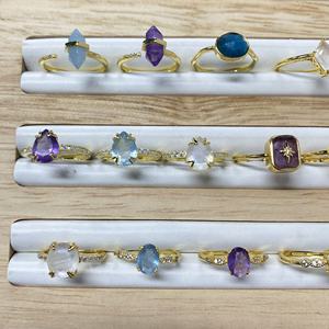 Pietra di luna naturale <span class=keywords><strong>acquamarina</strong></span> guarigione cristallo placcato oro 925 gioielli in <span class=keywords><strong>argento</strong></span> sterling anelli di cristallo per le donne - Product Image 3