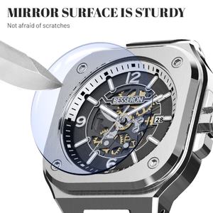 Montre-bracelet mécanique squelette triangulaire pour homme avec bracelet en silicone réglable, style mode, et grand cadran orné de cristaux - Product Image 2