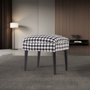 OEM ODM Factory Modern Black White Plaid Fabric Footrest <b>Stool</b> with Soft Cushion for Home Furniture - Product Image 1