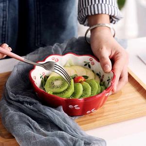 Bol en céramique de style <span class=keywords><strong>japonais</strong></span> pour salade, fruits, desserts et collations, vaisselle en céramique de style fleur, ustensiles de cuisine, pots, bol en céramique de style cerise, vaisselle en porcelaine - Product Image 5