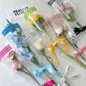 Vente en gros de bouquets de roses imperméables pour la Saint-Valentin, emballage simple, sacs OPP pour fleurs individuelles, prix réduits - Product Image 5
