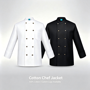 Veste de chef 100% coton tissé pour homme et <span class=keywords><strong>femme</strong></span>, double boutonnage, manches longues, uniforme de chef, vêtements de travail de <span class=keywords><strong>cuisine</strong></span>, hôtel, restaurant, boulanger - Product Image 3