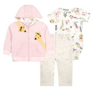 Tedmimak – Ensemble 3 pièces en coton pour bébés filles et garçons, avec logo personnalisé, imprimé animalier/floral, barboteuse à manches longues, veste d'été, 6-24 <span class=keywords><strong>mois</strong></span> - Product Image 1