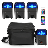 4 projecteurs PAR avec sac, 6*18W RGBWAUV, pour DJ, mariage, éclairage de scène à batterie, LED Uplights, télécommande, WIFI, DMX
