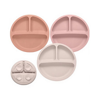 Ensemble de 3 assiettes pour bébé en silicone incassable, avec forte ventouse, compartimentées, compatibles micro-ondes et lave-vaisselle, vaisselle pour enfants
