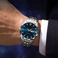 Montre d'affaires étanche en acier inoxydable avec mouvement à quartz, cadran à motif diamant de 41 mm, résistante à l'eau 30M, vente en gros d'usine
