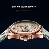 Montre à quartz POEDAGAR 802 en or rose, cadran squelette, bracelet en cuir, étanche, lumineuse, montre de luxe pour homme d'affaires