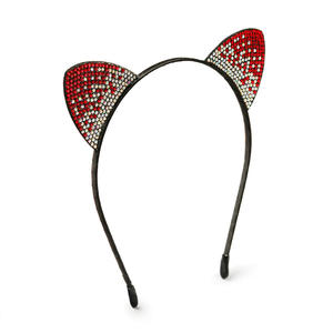 عصابة رأس لطيفة للأطفال على شكل أذني قطة مع أربطة شعر ملونة من حجر الراين للارتداء اليومي وتزيين الحفلات - Product Image 5