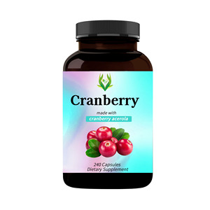 Cápsulas de Arándano Rojo con Acerola Vegetariana, Marca Privada OEM, Apoya la Salud del Tracto Urinario y el Sistema Inmunológico, Desintoxicante, Complejo de Arándano Rojo OEM - Product Image 1