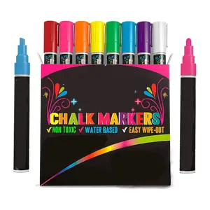 OEM环保粉笔记号笔干擦和湿擦霓虹灯液体粉笔记号笔，用于黑板、玻璃板