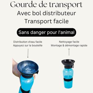 Promotion : Fontaine à eau portable pour animaux de compagnie 550 ml avec logo personnalisé – Bouteille d'eau extérieure pour animaux, abreuvoir - Product Image 2