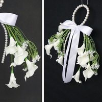 Bouquet de mariée en PU avec perles artificielles et lys Calla, fleurs à tenir à la main pour séances photo, arrangements floraux