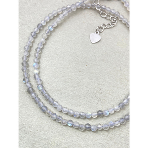 Collar de Cuentas de Cristal de Labradorita Facetada, Joyería Delicada con Piedras Preciosas, Cuentas Pequeñas Minimalistas Unisex de Moda - Product Image 1