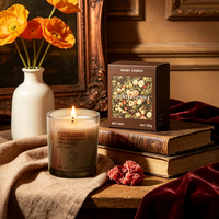 Bougie parfumée en cire de soja 135g, marque privée A03, dans un verre brun, parfum bois de santal et rose, pour mariage et décoration intérieure