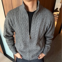 Pull-over en maille torsadée épaisse unie pour homme, avec fermeture éclair, chaud et texturé, pour l'automne et l'hiver, vêtement d'extérieur en maille, ODM