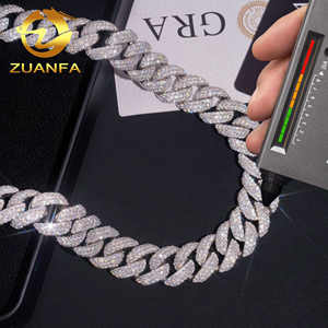 Collar Cubano Grande de 18 mm, Envío Rápido desde EE. UU., Plata 925 Chapada en Oro, Moissanita que Pasa la Prueba del Diamante, Estilo Cubano Pesado - Product Image 5
