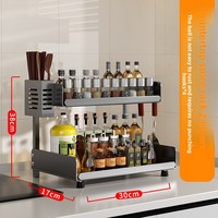Support de rangement de comptoir multicouche pour ustensiles de cuisine, condiments et épices avec baguettes et porte-couteau