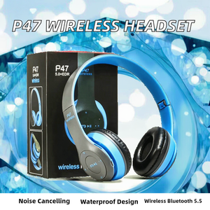 หูฟังไร้สายแบบพับได้ P47 Dynamic Airoha Stereo สำหรับเล่นกีฬา มาตรฐานกันน้ำ IPX7 รองรับ APT-X ตัดเสียงรบกวน พร้อมไฟ RGB LED สำหรับดีเจ รองรับ 5G - Product Image 2