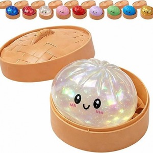 Boules à presser scintillantes Shine White Dumpling Steamed Bun, jouets géants mystère en forme de boulette scintillante avec boîte - Product Image 6