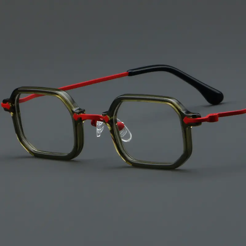Kacamata bingkai optik pria resep kotak logam asetat kecil kelas atas kacamata Model terbaru 2024 kacamata logo kustom wanita