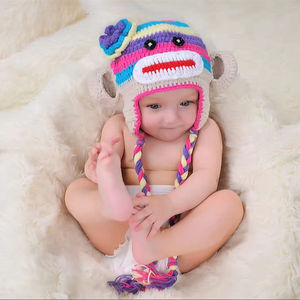 قبعة صوف للأطفال من ACki لفصل الشتاء، سميكة مع حماية للأذنين، قبعة كرتونية للأطفال على شكل قرد مصنوعة من الصوف المحبوك، صنع في الصين - Product Image 3