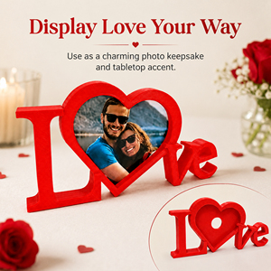 Cornice portafoto 3D stampata a forma di cuore con scritta 'I Love You', decorazione romantica da tavolo per anniversari di coppia. - Product Image 4