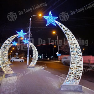 LED Ramadan Moon and Star Lamp <b>Posts</b> with Cultural Patterns IP65 Waterproof for Indoor Outdoor Public Square Seasonal Decoration - Product Image 2