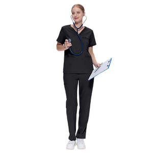 病院制服卸売 看護師スクラブ制服 半袖ストレッチスクラブ 医療スクラブ 女性看護師スクラブセット - Product Image 2