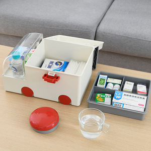 Super Factory Medicine Box Large Capacity Portable Plastic Home Use White Green - Product Image 3