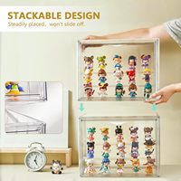 2 packs de vitrines en acrylique 4mm 3 couches réglables Boîte de présentation magnétique pliable polie transparente empilable pour objets de collection