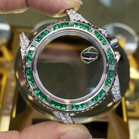 Montre mécanique de plongée pour homme avec boîtier en acier inoxydable de luxe, sertie de diamants, cadran vert, compatible avec le mouvement 3135
