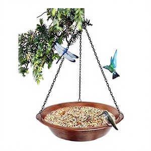 SALEEM INTERNATIONAL Mangeoire à oiseaux en cuivre suspendue avec chaîne, résistante à l'eau, 5-5,9 pouces, décoration de jardin - Product Image 1