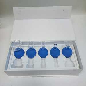 Keluaran baru Set bekam 5 cangkir kaca datar, pijat TCM karet badan kotak hadiah alat terapi hisap vakum grosir - Product Image 3