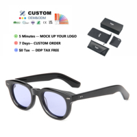 Lunettes de soleil polarisées rondes tendance pour hommes, style européen et américain, verres TAC UV400, monture en acétate faite à la main, design rétro, mode 2026
