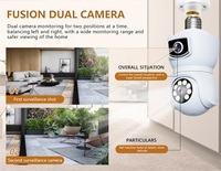 E9 Caméra de sécurité intérieure sans fil IP66 4MP H.265 CCTV Support 128GB TF Card Camera Ampoule Caméra réseau