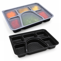 Boîte à bento jetable en plastique PP de qualité alimentaire pour micro-ondes, contenants alimentaires à emporter, étanches, rectangulaires, avec compartiments