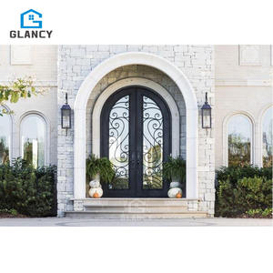Prix bon marché Portes de sécurité modernes en fer forgé de haute qualité Portes d'entrée extérieures doubles Porte d'entrée - Product Image 2