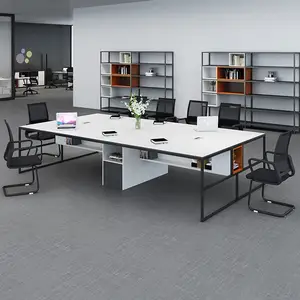 Modern Design Simple Office Table Wooden With Steel Frame Office Conference Training Table Office Meeting