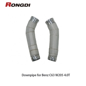 Rongdi 304 SS 1.5มม. ท่อลงแข่งหนาสำหรับ Mercedes-Benz C63S C63 W205 AMG M177 4.0T พร้อมเกราะป้องกันความร้อน - Product Image 4