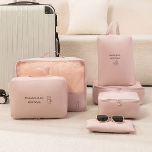 Hot Sale Custom Convenient 6 Pieces Travel Luggage Organizers With Laundry Shoe Bag for Carry on <b>Suitcase</b> - Product Image 2
