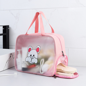 Wholesale Custom Summer Beach Swimming Transparent Pvc Toiletry <strong>Bag</strong> pink <strong>Makeup</strong> case Cosmetic Travel <strong>Bags</strong> <strong>with</strong> Shoe <strong>Compartment</strong> - Product Image 5