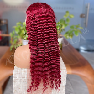 Perruque bordeaux 30 pouces <span class=keywords><strong>en</strong></span> cheveux humains, ondulations profondes, perruques frontales <span class=keywords><strong>en</strong></span> dentelle HD 13x4, perruque bouclée bordeaux 99J <span class=keywords><strong>en</strong></span> cheveux humains, vente <span class=keywords><strong>en</strong></span> gros - Product Image 3