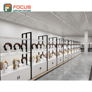 Luxury Wig Display Cabinet Glass Shelf Lockable Door Multi Drawer Hair Store Display Cabinet Unit - Product Image 2