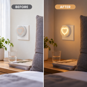 Luz nocturna LED de calidad premium con sensor de encendido/apagado automático del anochecer al amanecer, 2700K, blanco cálido, forma de corazón, para pasillo y baño. - Product Image 3