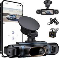 Caméra embarquée 4 canaux 360° °   Caméra embarquée WiFi 1080P avec vue panoramique, écran IPS 3,0 pouces, vision nocturne, enregistrement en boucle, caméra de voiture DVR