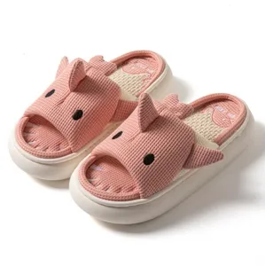 Slippers female home cartoon shark four seasons slippers practical cotton slippers