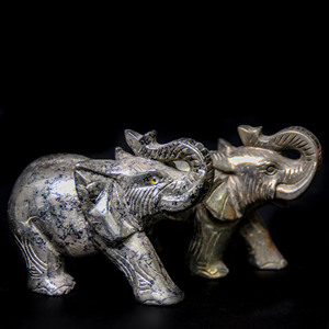 Estatuas de elefante de <span class=keywords><strong>pirita</strong></span> de 4 pulgadas, piedra tallada a mano de fábrica China, para adorno del hogar - Product Image 4